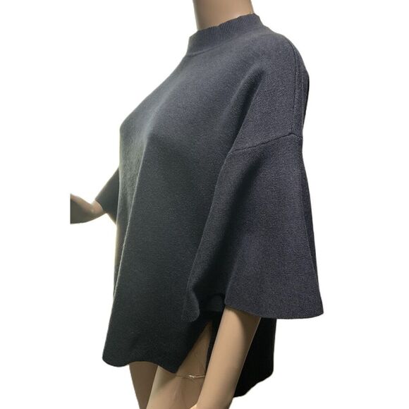 Anthropologie Sunday In Brooklyn Dark Gray 3/4 Sleeve Crew Neck Sweater Small - Picture 10 of 13